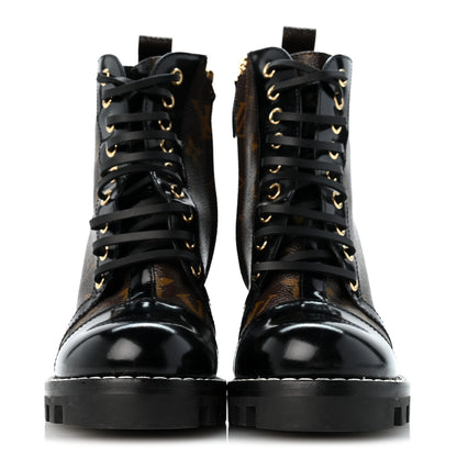 Louis Vuitton Patent Calfskin Monogram Star Trail Ankle Boots 35 Black 3 of 10