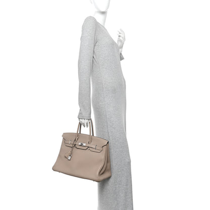 Hermes Togo Horseshoe Birkin 35 Gris Tourterelle Etoupe 2 of 12