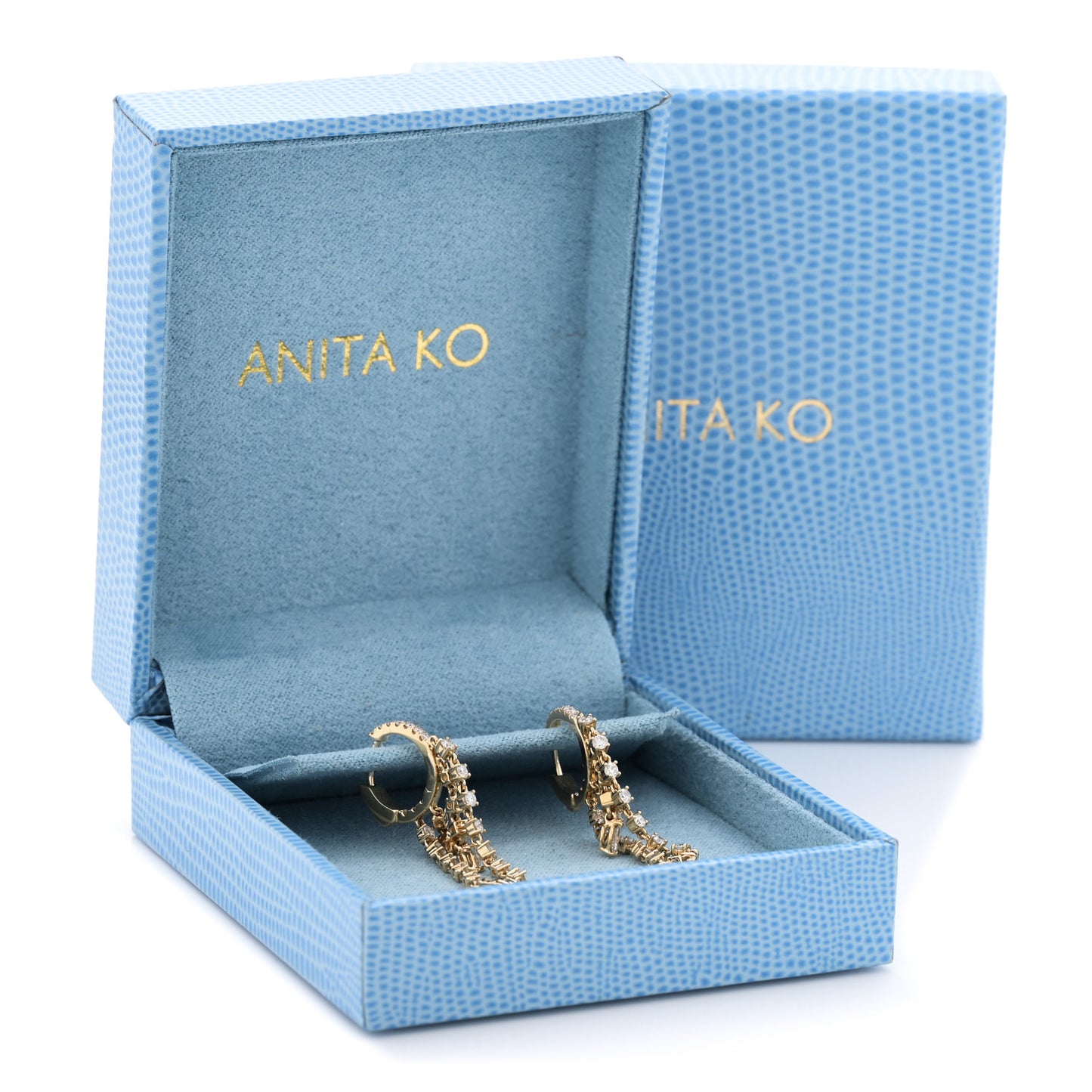 18K Yellow Gold Diamond Sophia Huggie Earrings