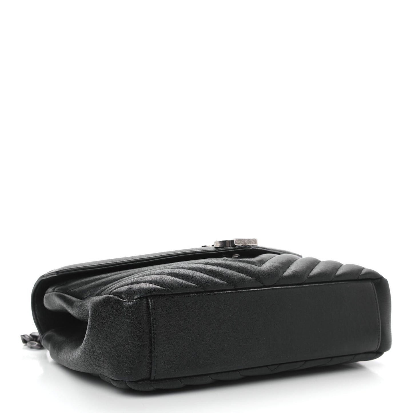 Sheepskin Matelasse Chevron Monogram Medium College Bag Black