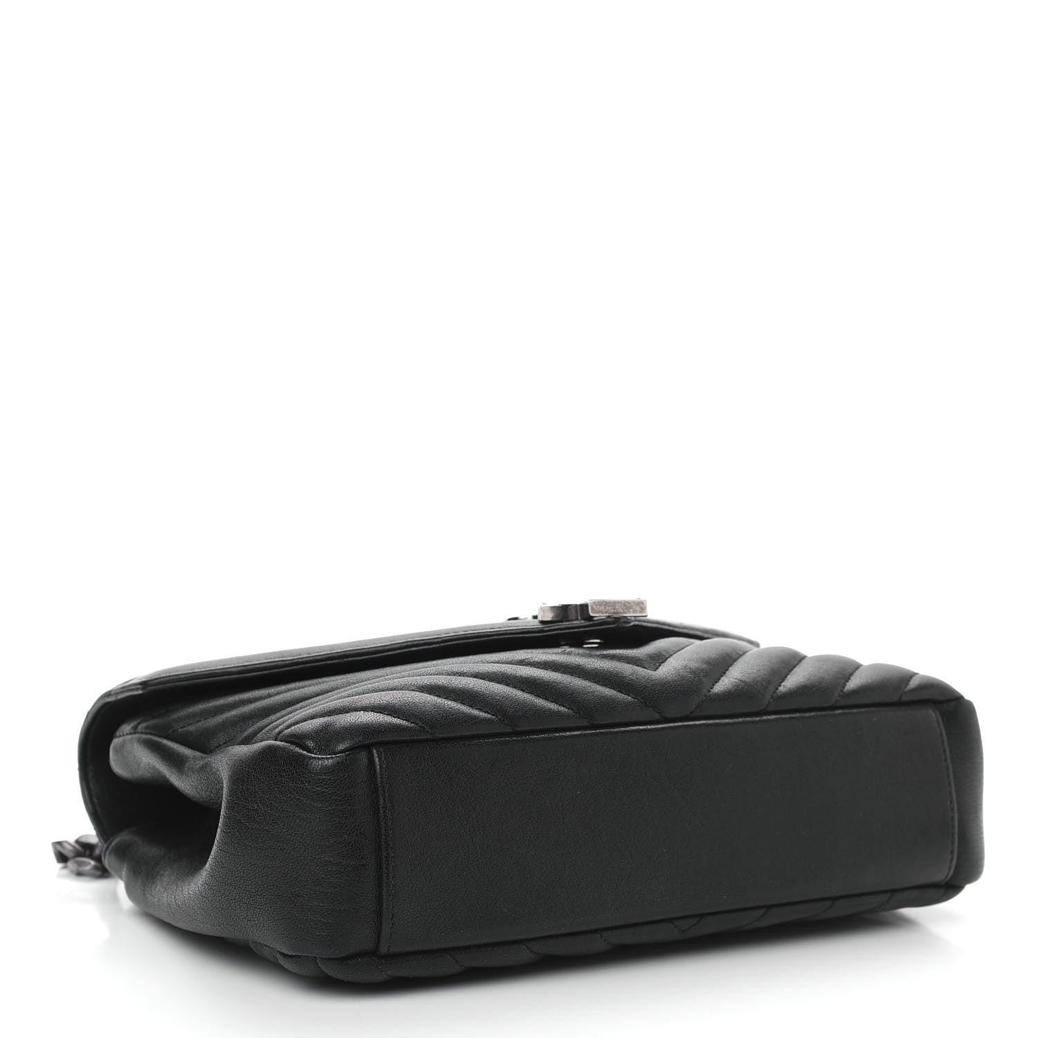 Saint Laurent Sheepskin Matelasse Chevron Monogram Medium College Bag Black 4 of 9