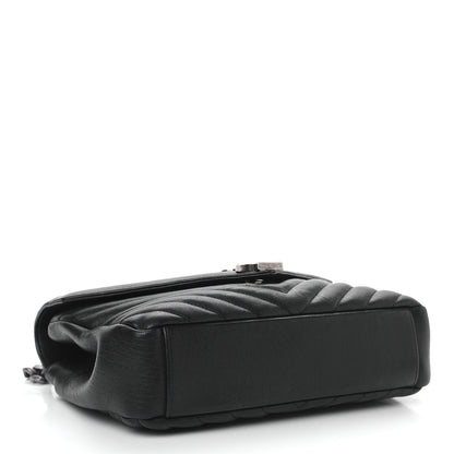 Saint Laurent Sheepskin Matelasse Chevron Monogram Medium College Bag Black 4 of 9
