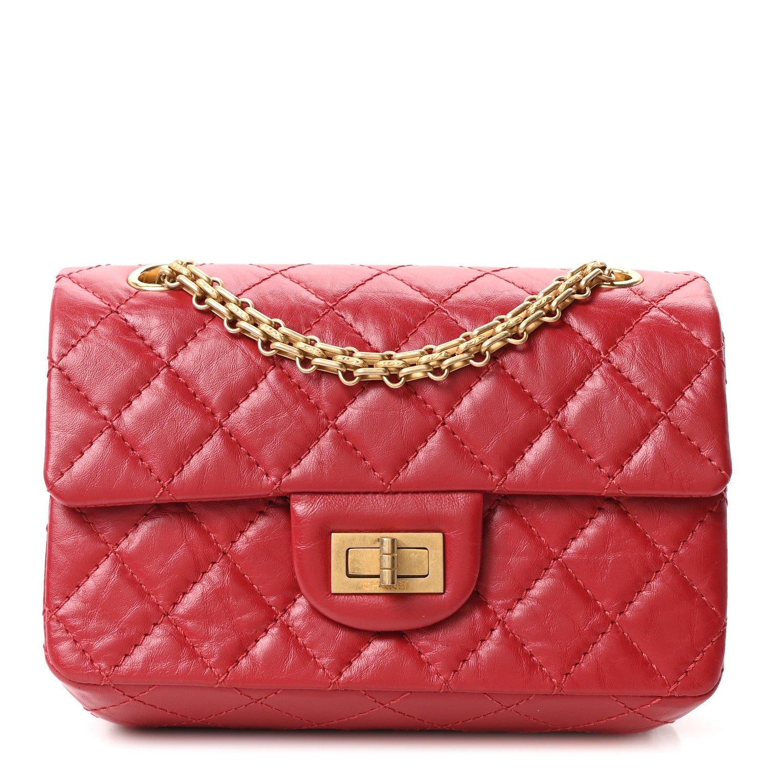 Chanel Aged Calfskin Quilted 2.55 Reissue Mini Flap Red 1 of 10