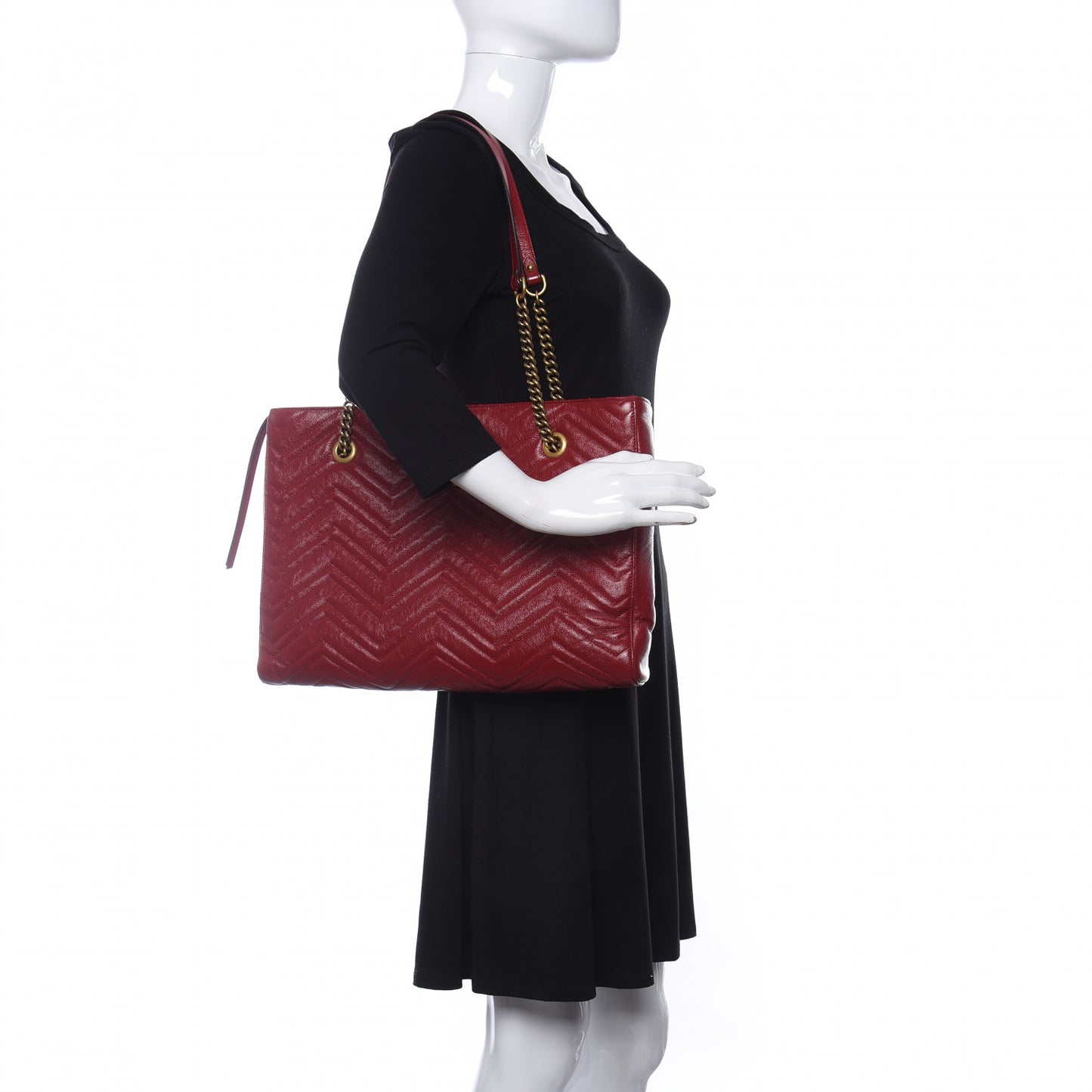 Azalea Calfskin Matelasse Medium GG Marmont Slim Tote Romantic Cerise