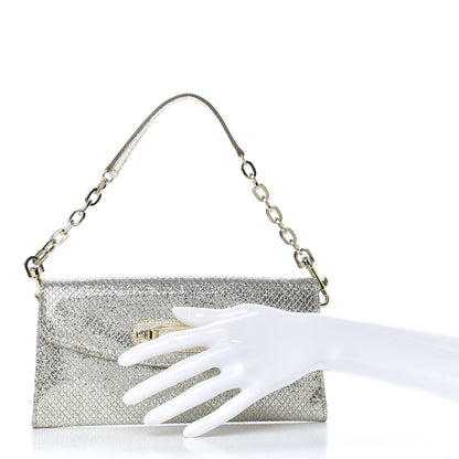 Jimmy Choo Glitter Fabric Large Riane Clutch Champagne 2 of 9