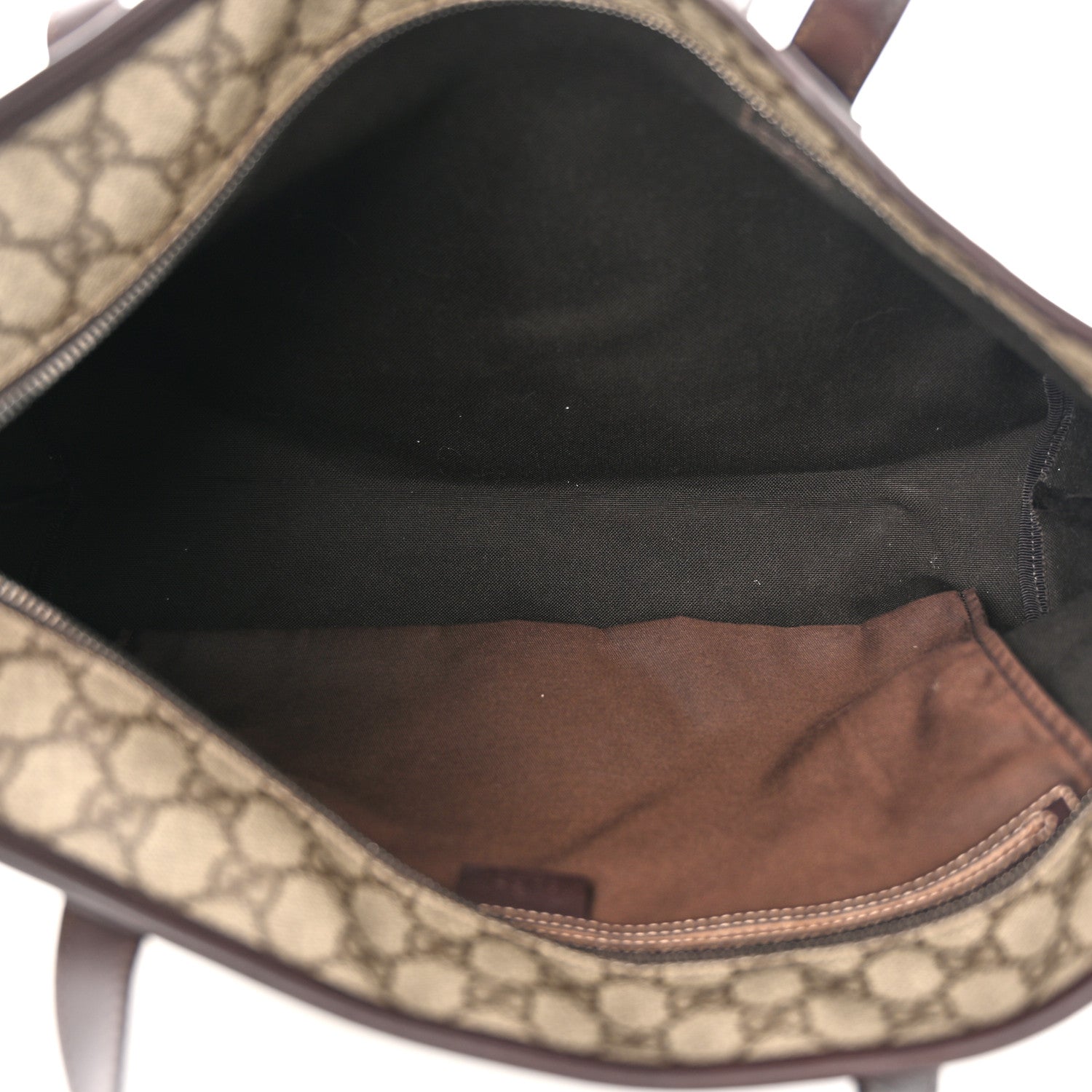 Gucci GG Supreme Monogram Medium Zippered Shopping Tote Dark Brown 5 of 10