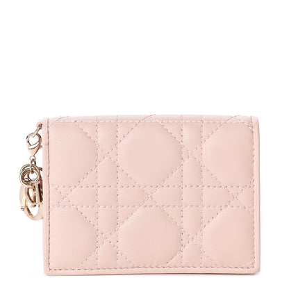 Christian Dior Lambskin Cannage Small Lady Dior Flap Card Holder Light Pink 1 of 5