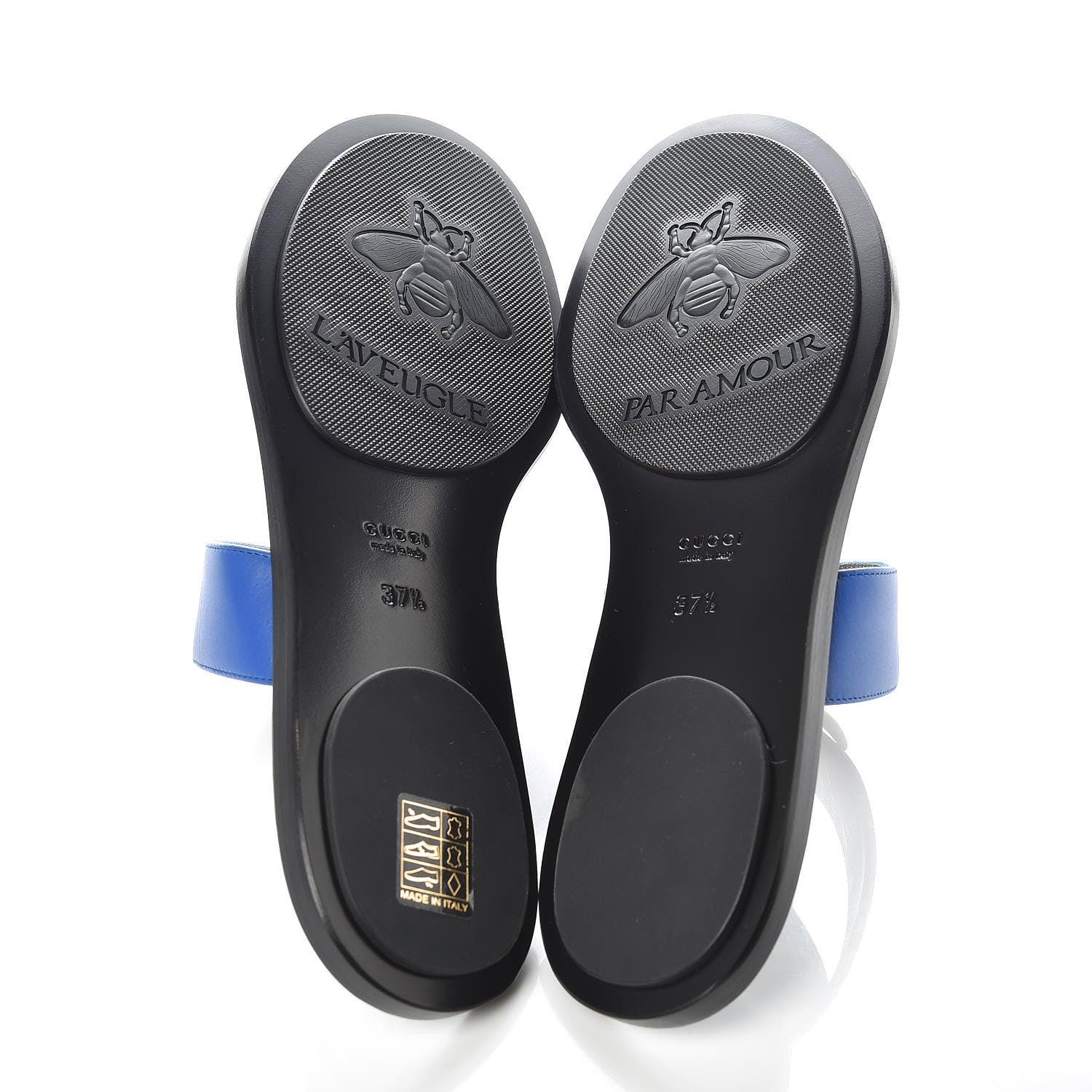 Gucci Calfskin GG Marmont Thong Sandals 37.5 Shiny Electric Blue 5 of 8
