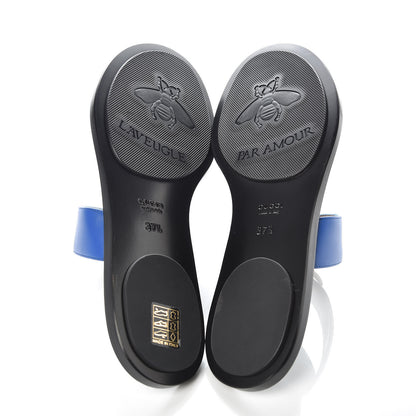 Gucci Calfskin GG Marmont Thong Sandals 37.5 Shiny Electric Blue 5 of 8