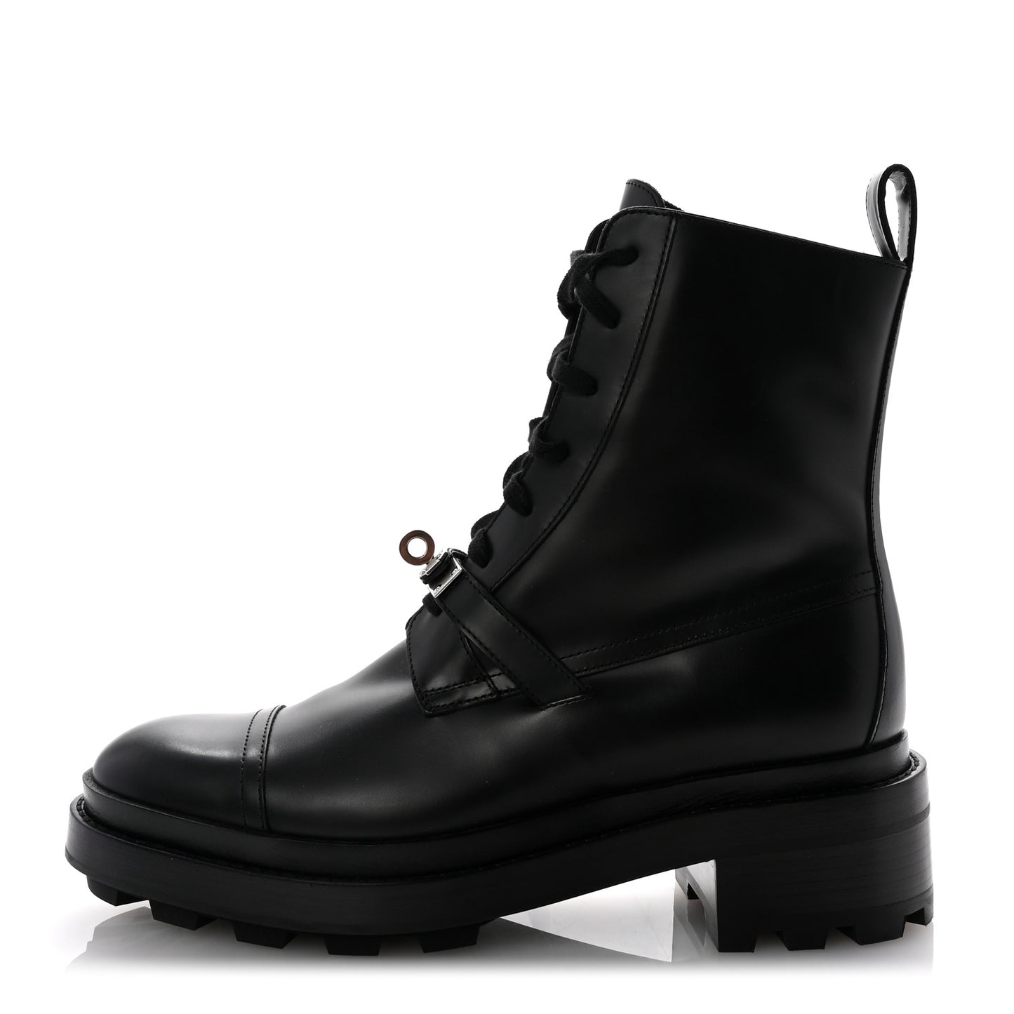 Glossed Calfskin Funk Ankle Boots 38 Black
