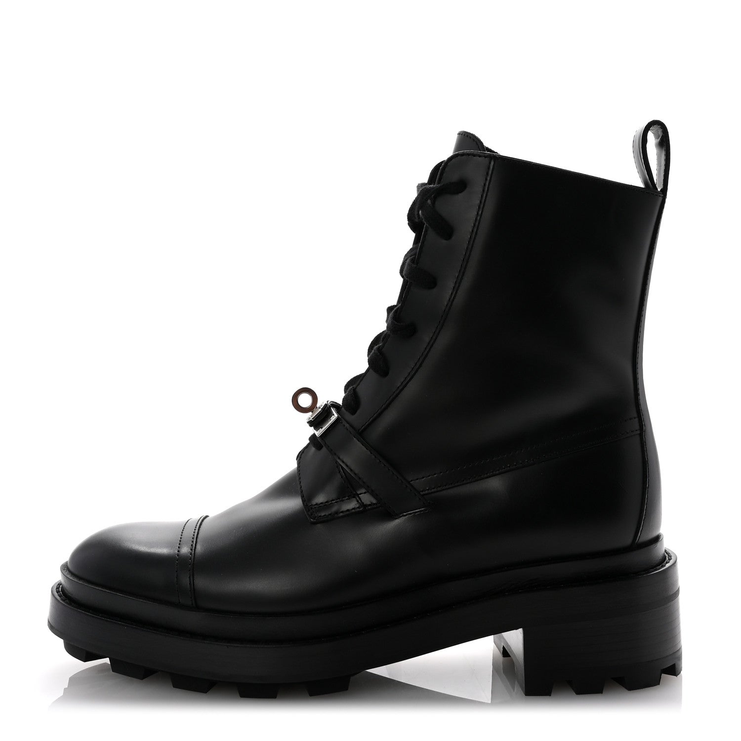 Hermes Glossed Calfskin Funk Ankle Boots 38 Black 1 of 9
