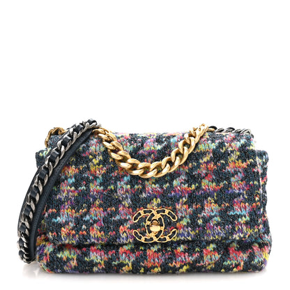 Chanel Tweed Quilted Medium Chanel 19 Flap Dark Multicolor 1 of 10