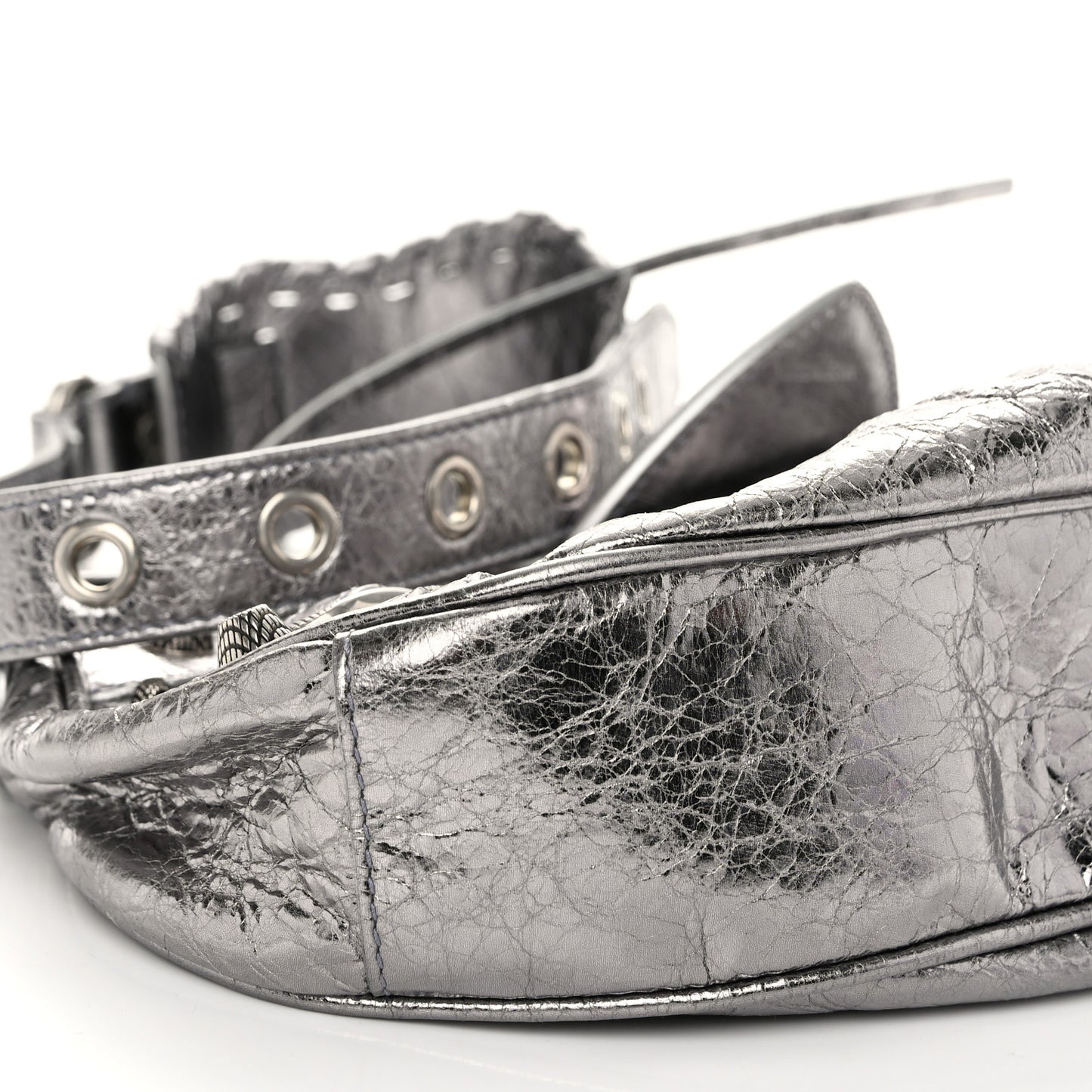 Metallic Agneau Arena Le Cagole Shoulder Bag XS Silver