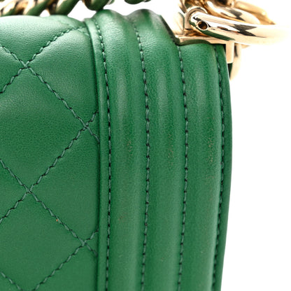 Chanel Lambskin Quilted Small Boy Flap Green 12 of 14