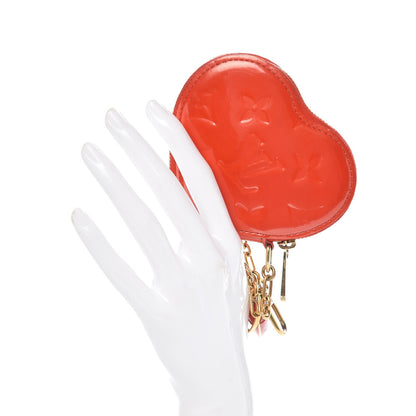 Louis Vuitton Vernis Heart Coin Purse Orange Sunset 2 of 9