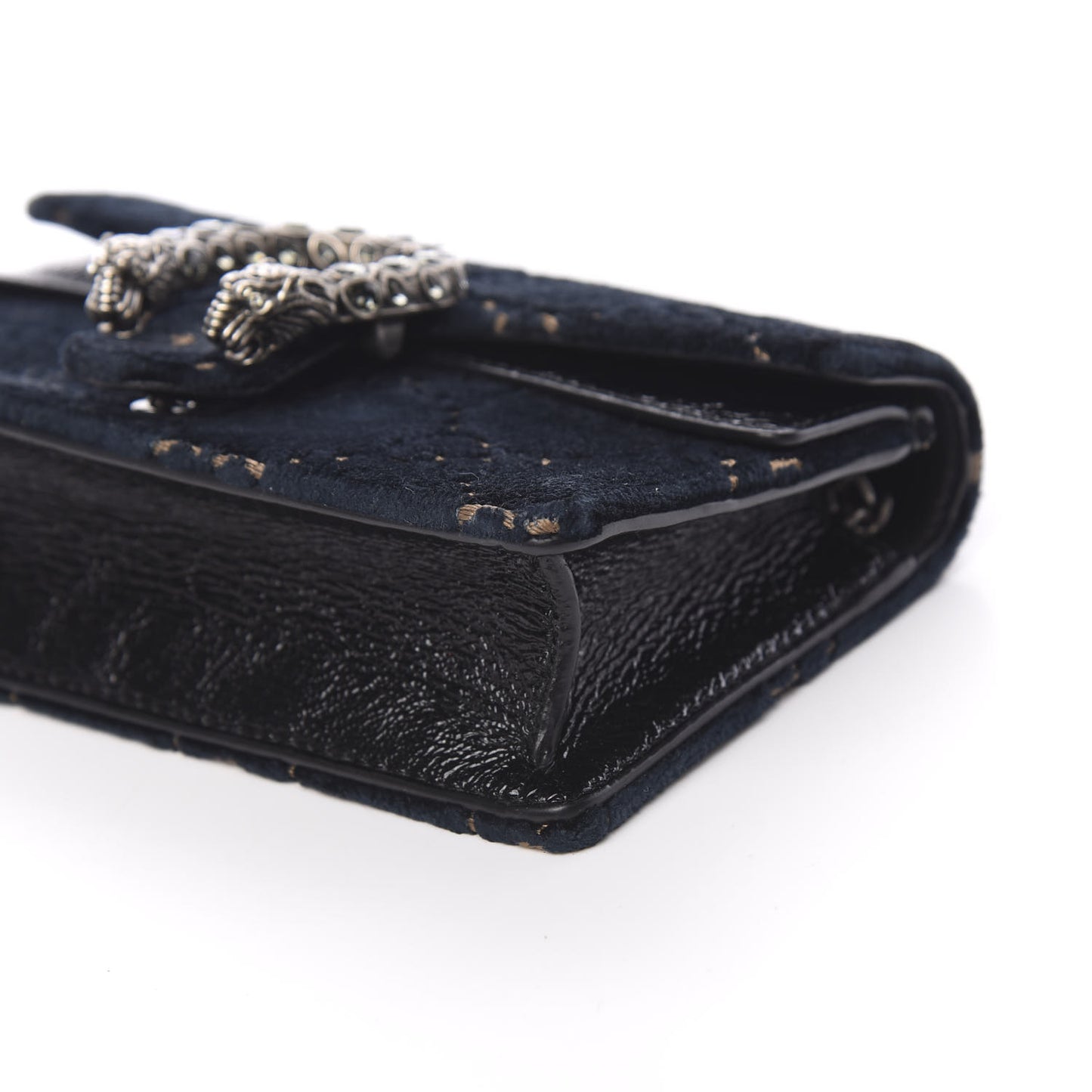 Velvet GG Monogram Super Mini Dionysus Shoulder Bag Blue Beige Black