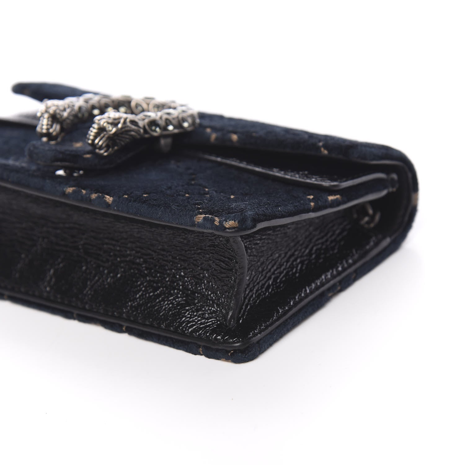 Gucci Velvet GG Monogram Super Mini Dionysus Shoulder Bag Blue Beige Black 13 of 18