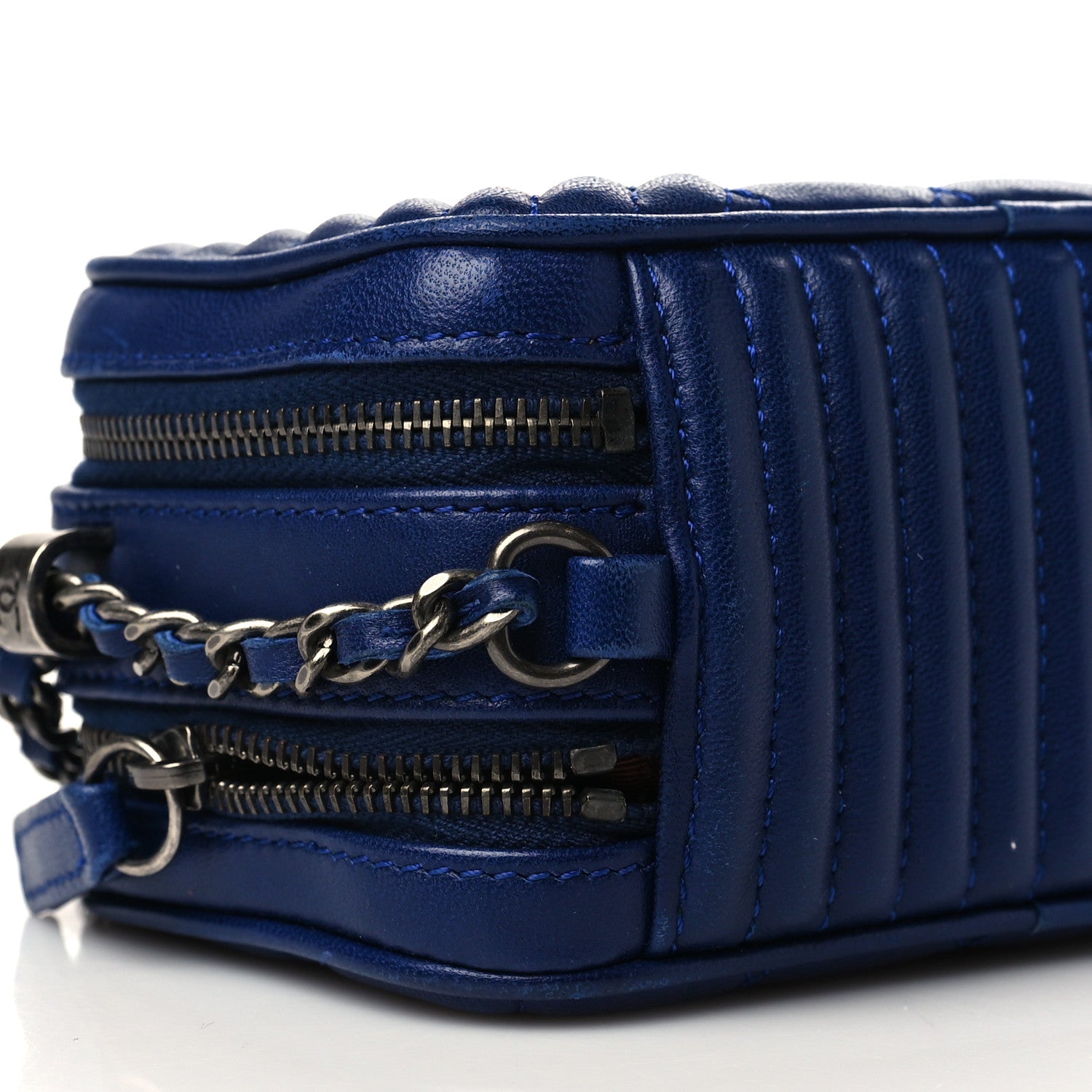 Chanel Lambskin Quilted Mini Coco Boy Camera Bag Blue 9 of 12