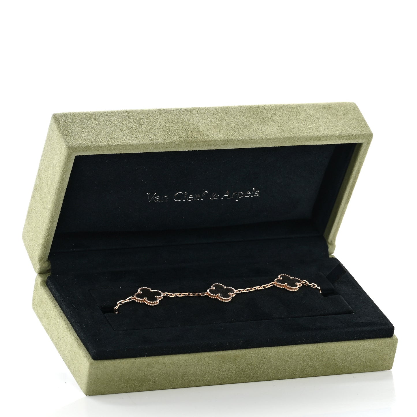 18K Yellow Gold Diamond 5 Motifs Guilloche Vintage Alhambra Bracelet