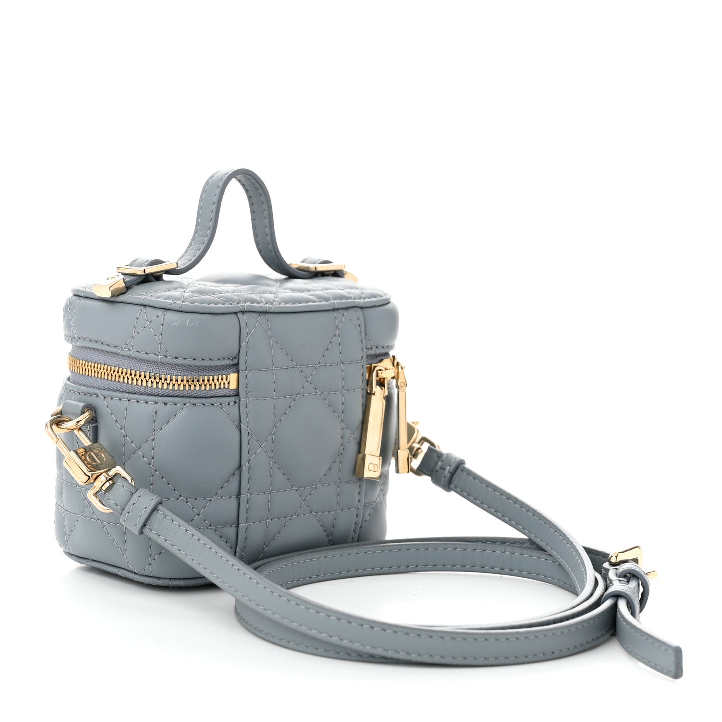 Lambskin Cannage Micro Lady Dior Vanity Case Cloud Blue
