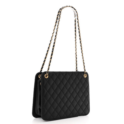Chanel Calfskin Quilted CC Chain Accordion Tote Black 3 of 10