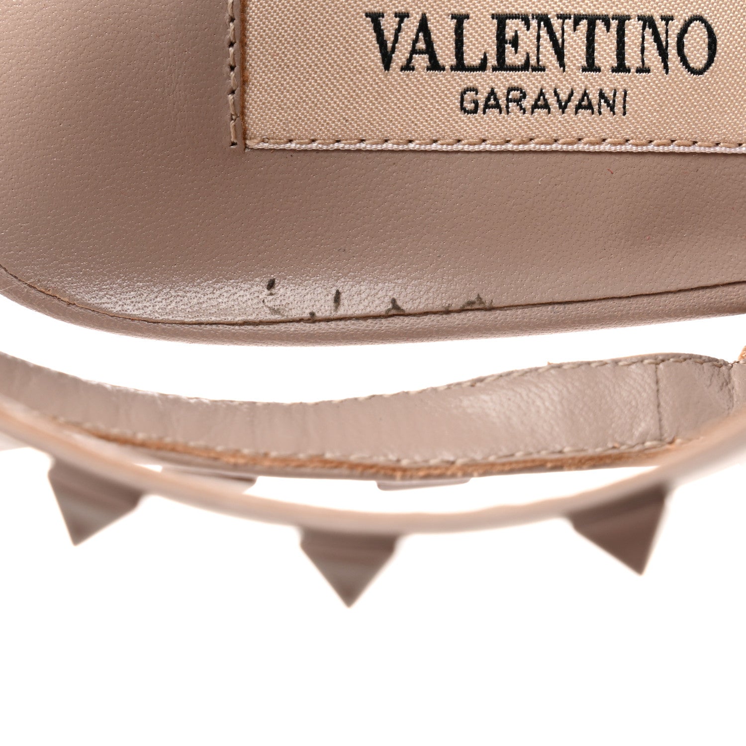 Valentino Garavani Calfskin Lacquered Monochrome Rockstud Ankle Strap 100mm Pumps 38.5 Poudre 8 of 9