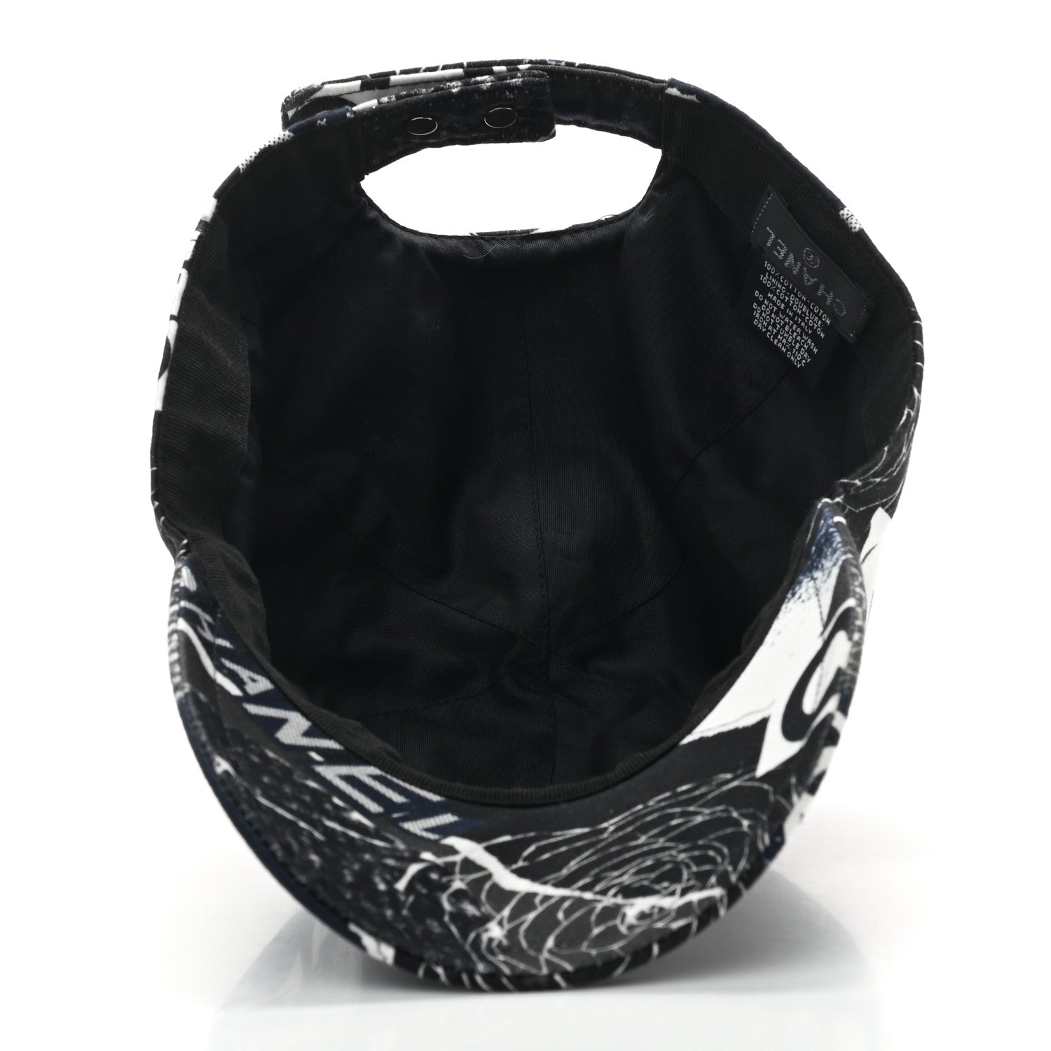 Chanel Cotton Coco Print Cap Hat Navy Black White 6 of 7