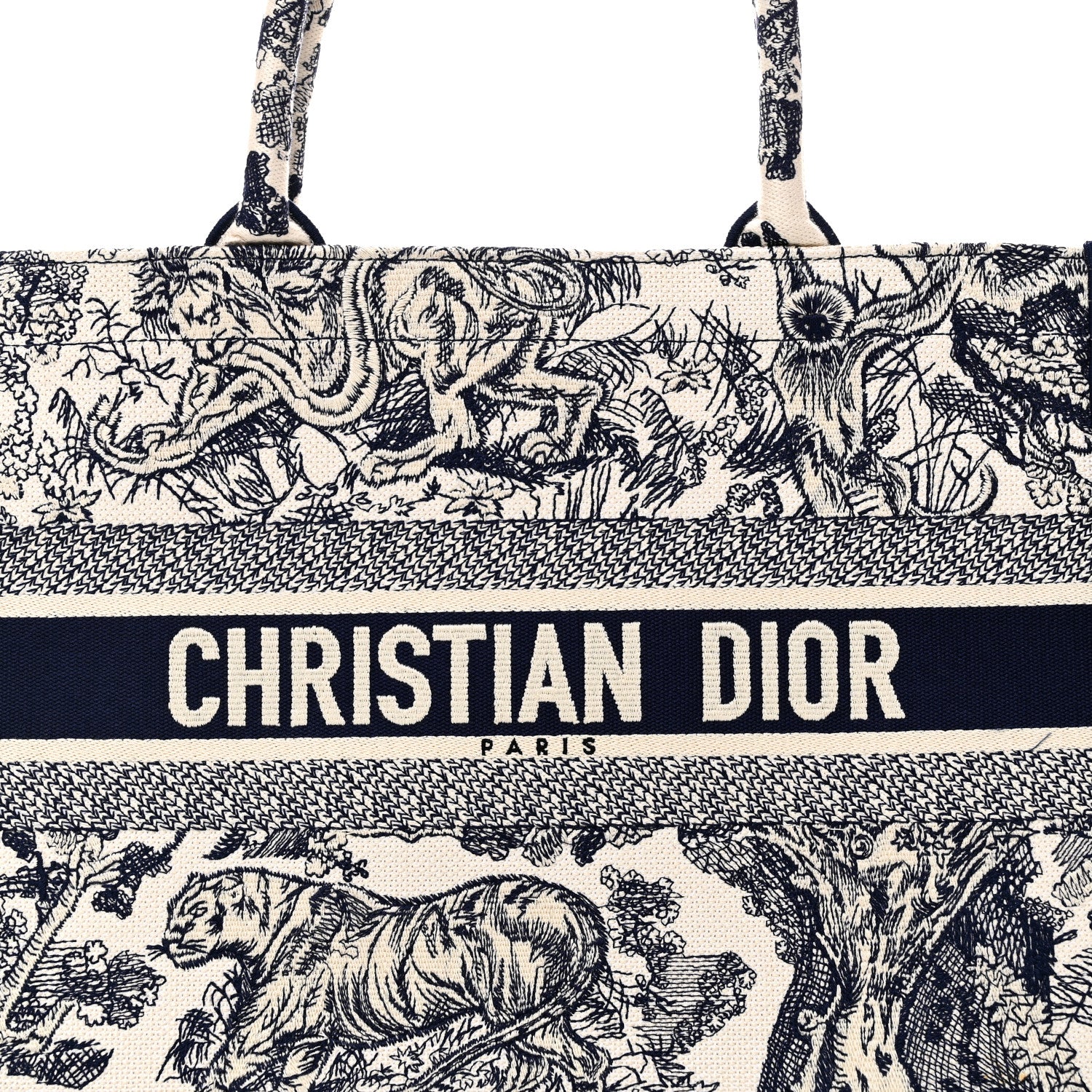 Christian Dior Canvas Embroidered Medium Dioriviera Toile De Jouy Book Tote Blue Blue 8 of 10