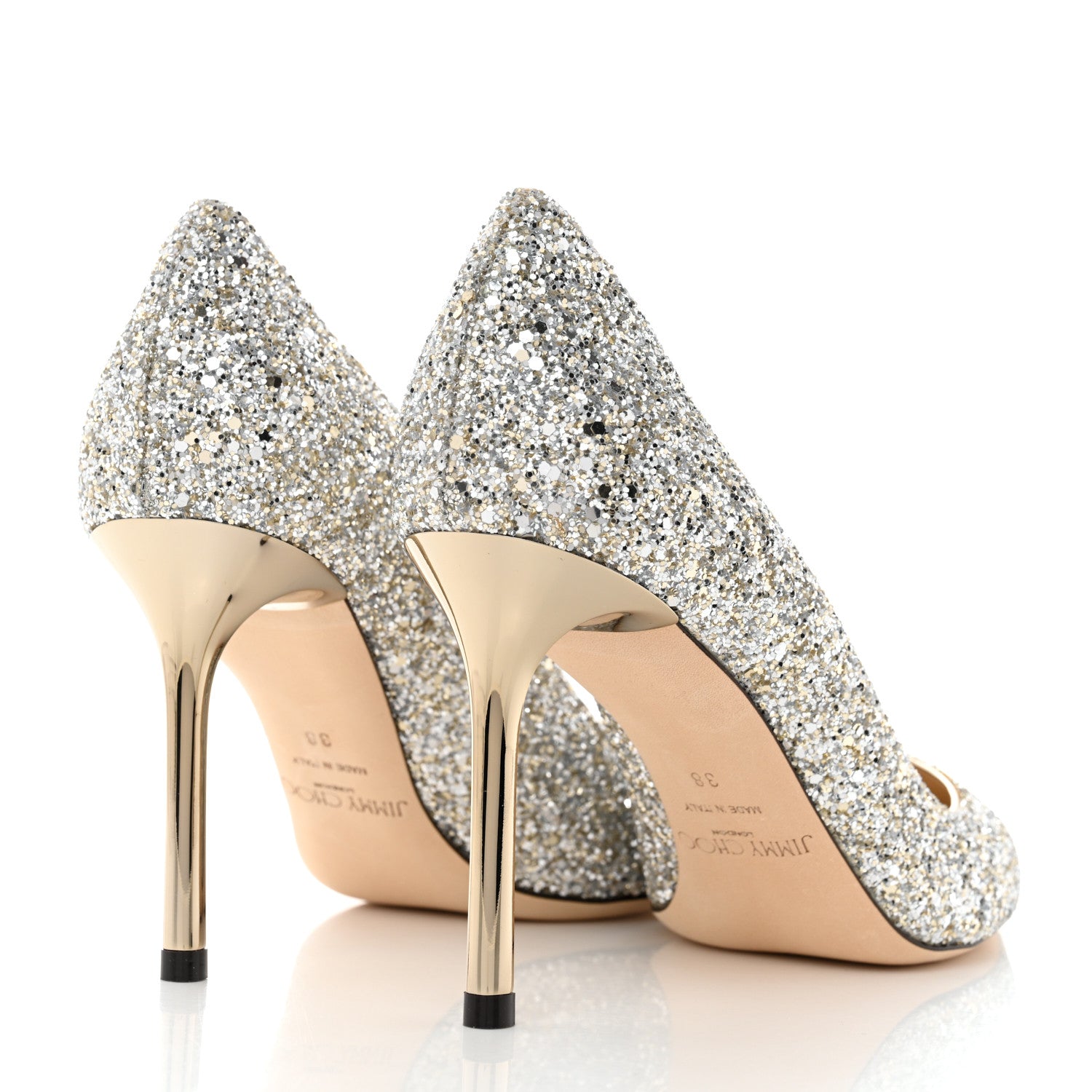 Jimmy Choo Glitter Pointy Toe Romy 85 Pumps 38 Champagne 4 of 8