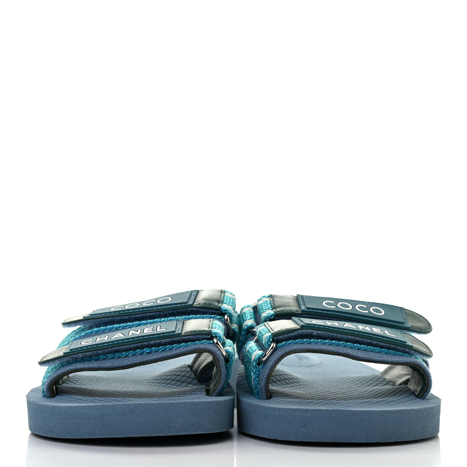 Chanel Fabric Rubber Coco Slides 38 Blue 2 of 8