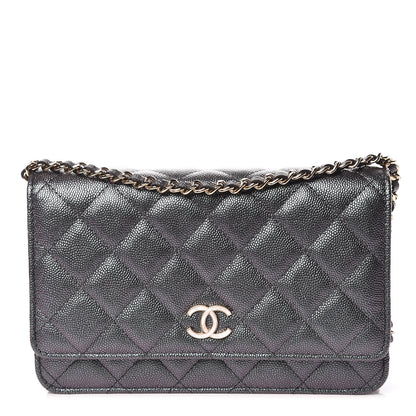 Chanel Iridescent Caviar Quilted Wallet On Chain WOC Black 1 of 11