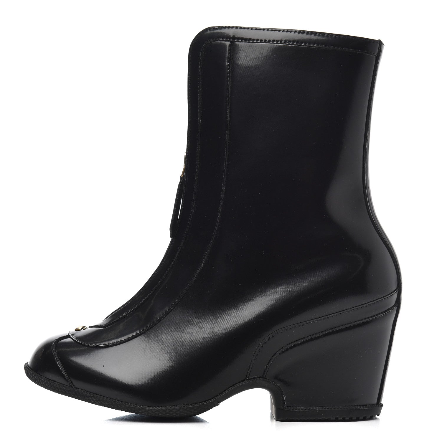 Gucci Rubber GG Zip Ankle Boots 37.5 Black Smile Yellow Heron Red 1 of 9