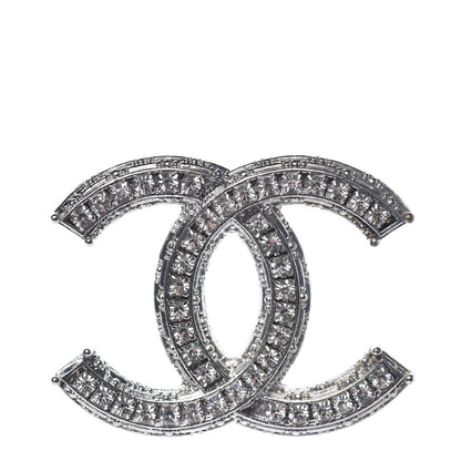 Chanel Swarovski Crystal CC Brooch Silver 1 of 8