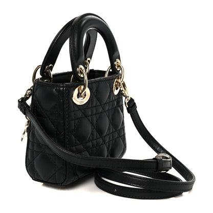 Christian Dior Lambskin Cannage Micro Lady Dior Black 3 of 10