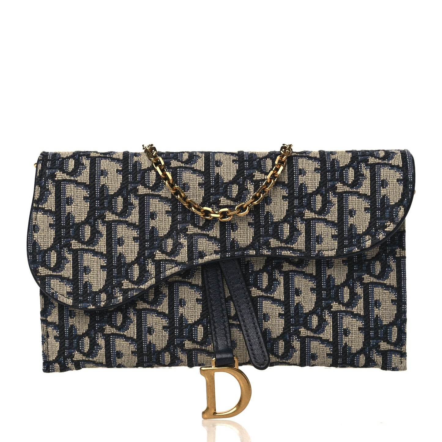 Oblique Saddle Chain Long Wallet Blue