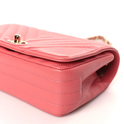 Chanel Calfskin Chevron Quilted Mini Statement Flap Pink 9 of 10