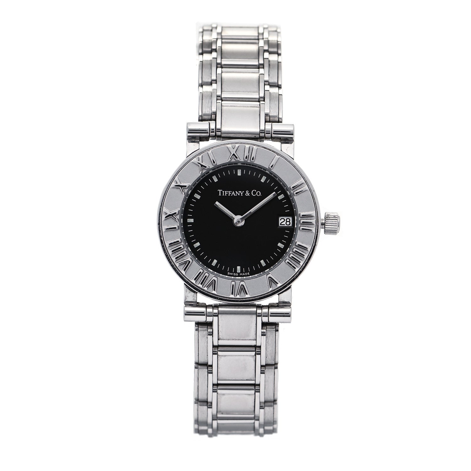 Tiffany Stainless Steel 25mm Atlas Quartz Watch Black 1 of 4