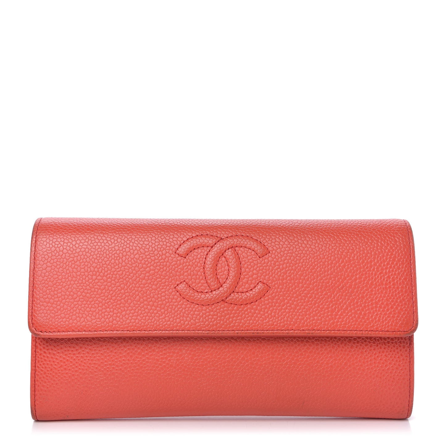 Caviar Timeless CC Large Gusset Flap Wallet Light Red