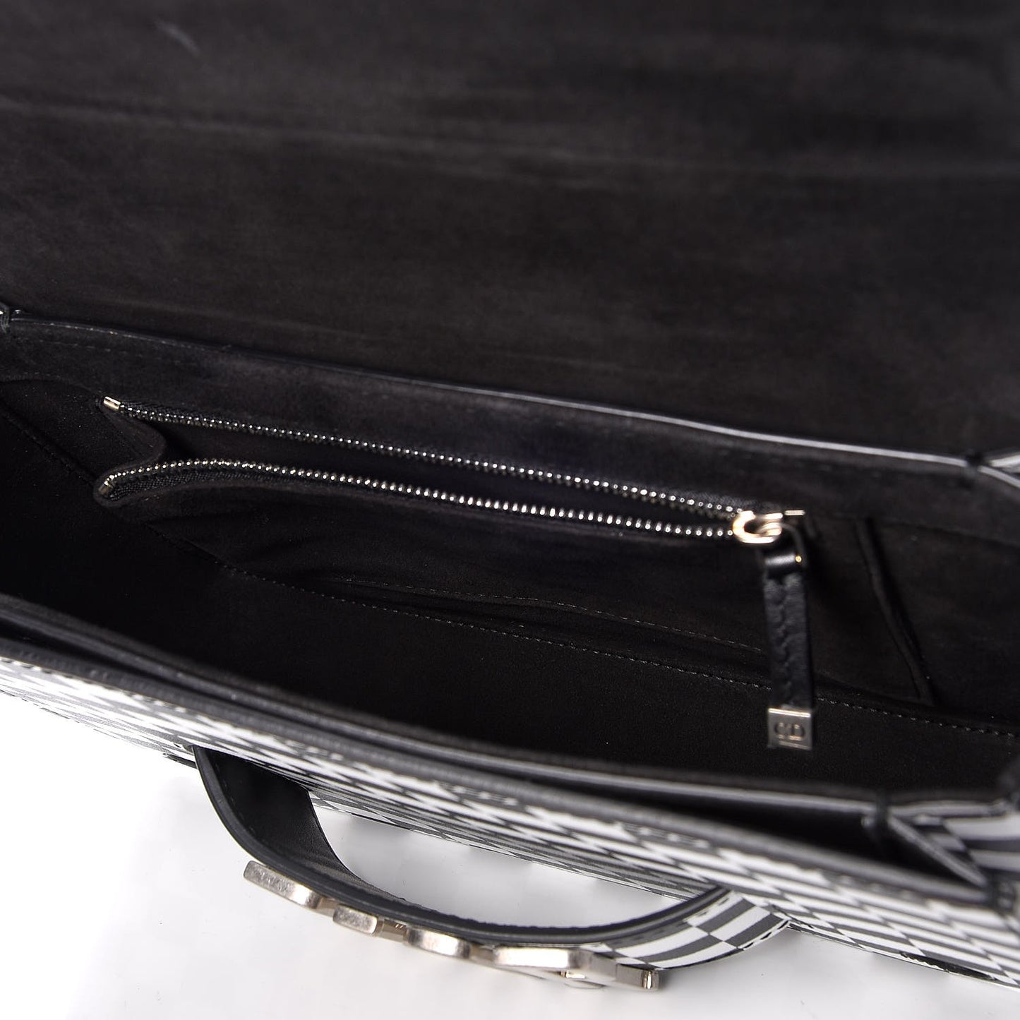 Smooth Calfskin Checkered Dio(r)evolution Flap Bag Black White