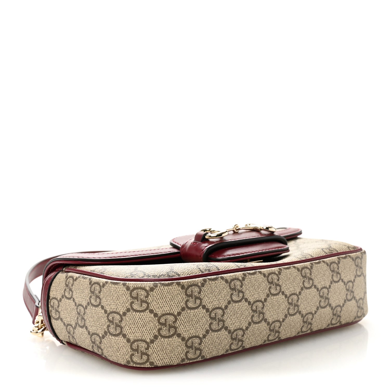 Gucci GG Supreme Monogram Horsebit 1955 Small Soft Top Handle Shoulder Bag Beige Dark Red 4 of 12