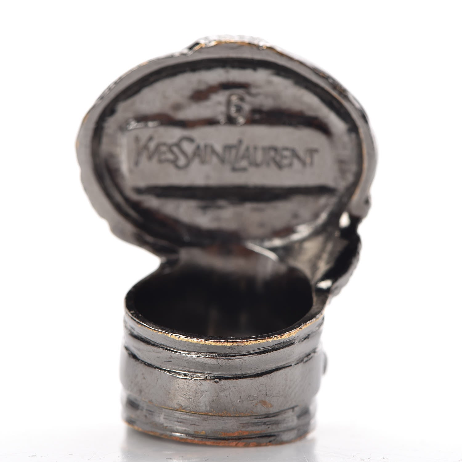 Saint Laurent Glass Cabochon Arty Ovale Ring 6 Silver 4 of 7