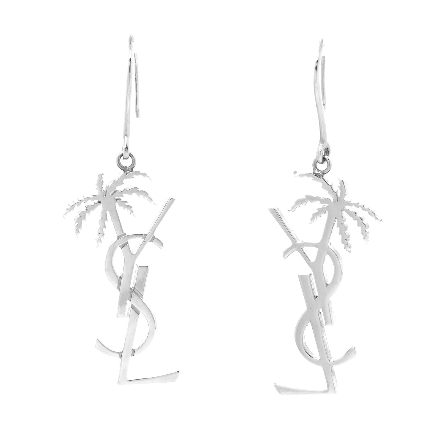 Metal Monogram Palm Earrings Silver