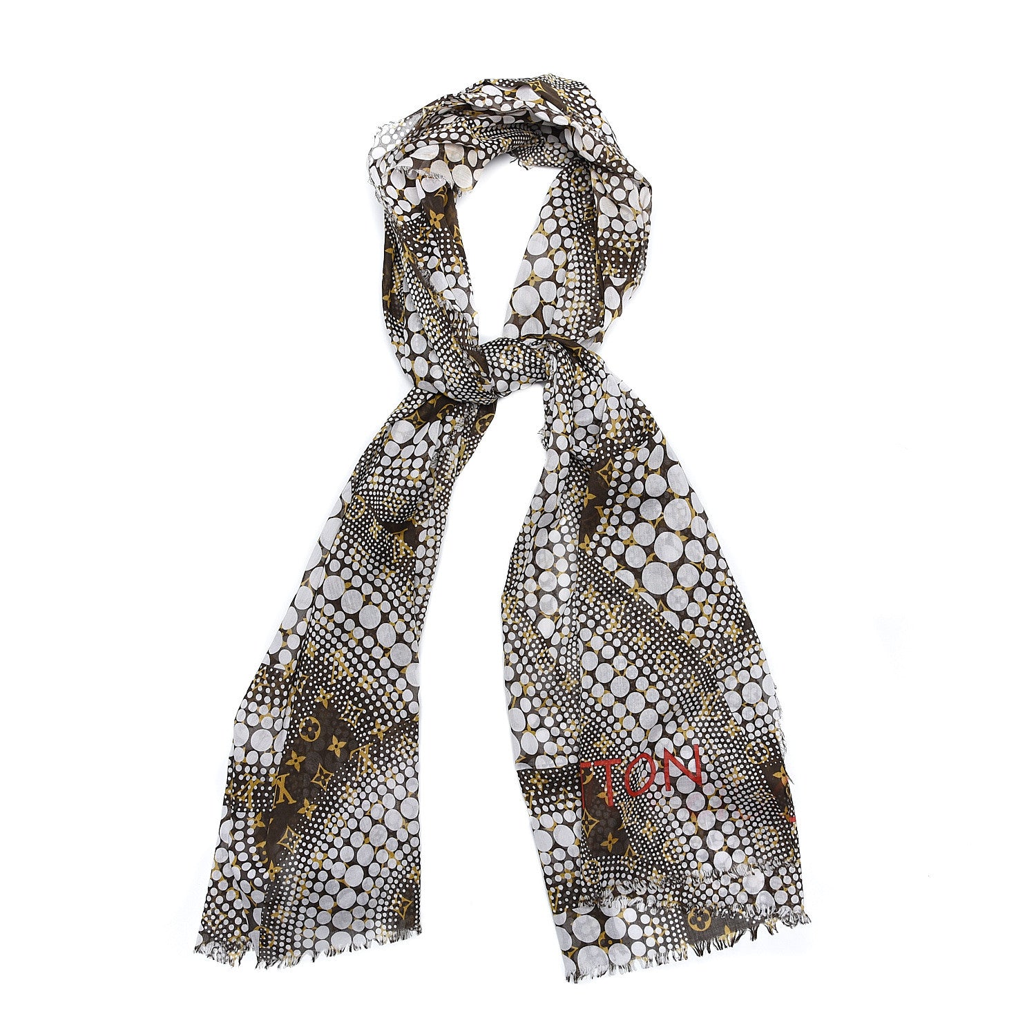 Louis Vuitton Cotton Monogram Kusama Infinity Dots Pareo Scarf White 1 of 6
