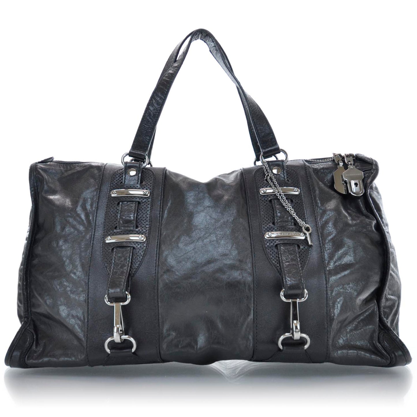 BALENCIAGA Chevre Perforated Hook Tote Black