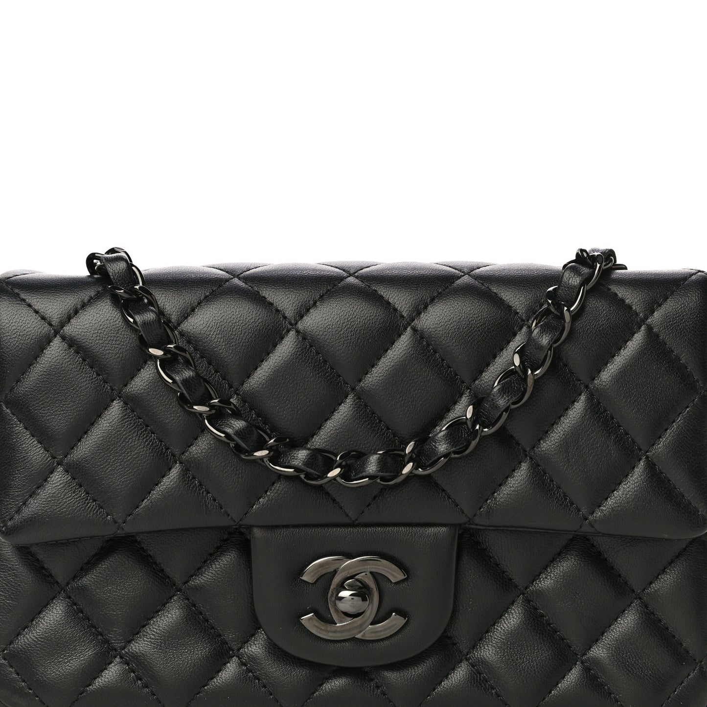 Lambskin Quilted Mini Rectangular Flap So Black