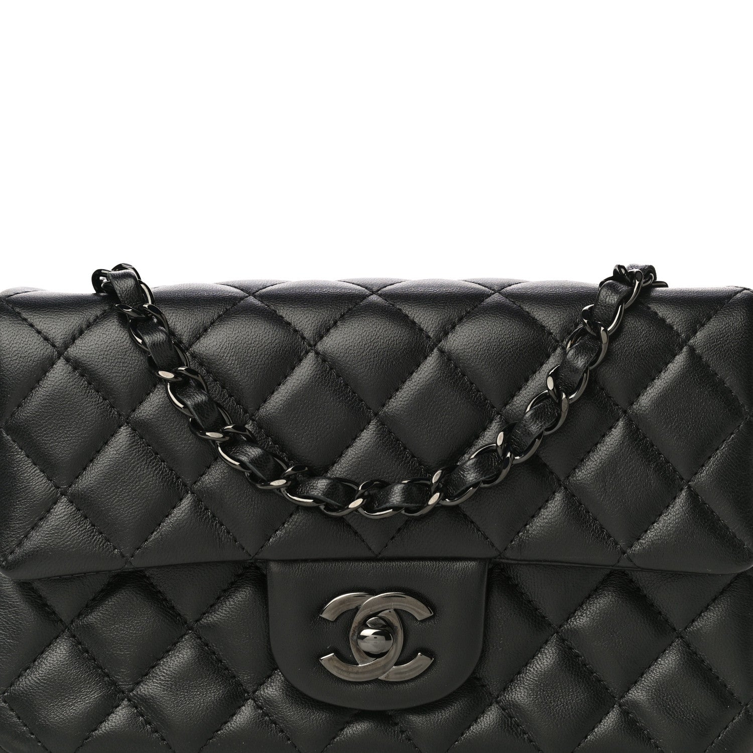 Chanel Lambskin Quilted Mini Rectangular Flap So Black 7 of 17