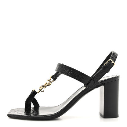Saint Laurent Calfskin Cassandra 75 Sandals 39.5 Black 1 of 10