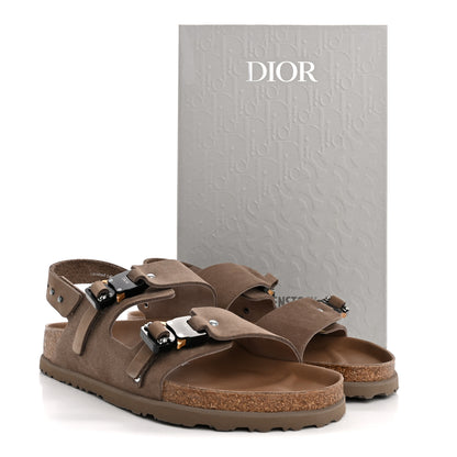 Christian Dior X BIRKENSTOCK Felted Wool Nubuck Calfskin Mens Milano Sandal 45 Brown 10 of 10