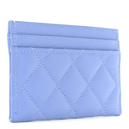 Chanel Caviar Quilted Ribbed Metal CC Card Holder Blue 3 of 8