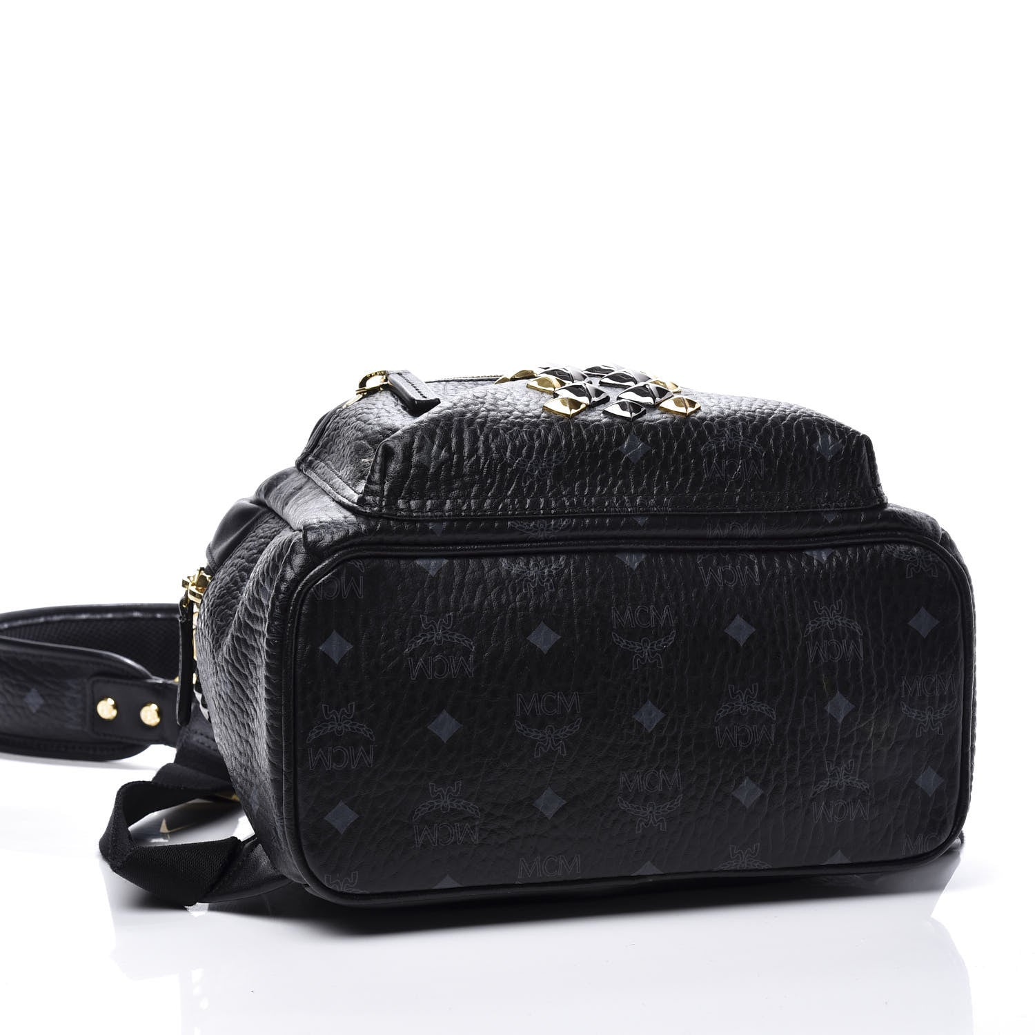 MCM Visetos Studded Small Stark Brock Backpack Black 3 of 8